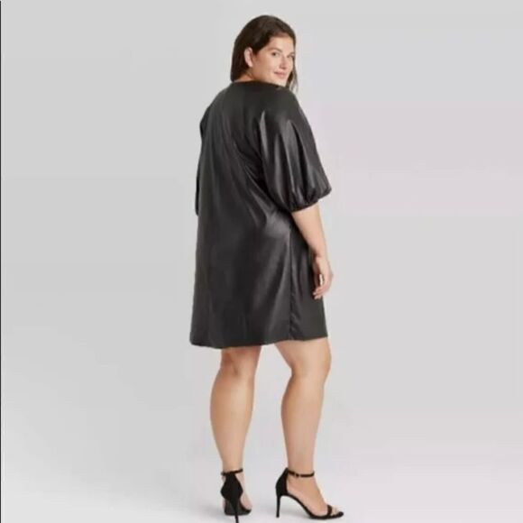 COPY - Who What Wear XXL Jet Black Faux Leather Dress - Picture 4 of 5